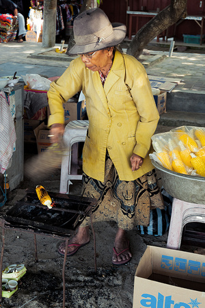 Selling sweet corns, Bali, Indonesia