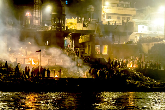 Burning Dead Body by the Ganges, Varanasi, India