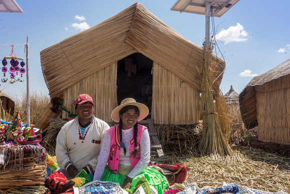 A Young Couple and Their Home, Floating Uros Islands, Puno, Peru