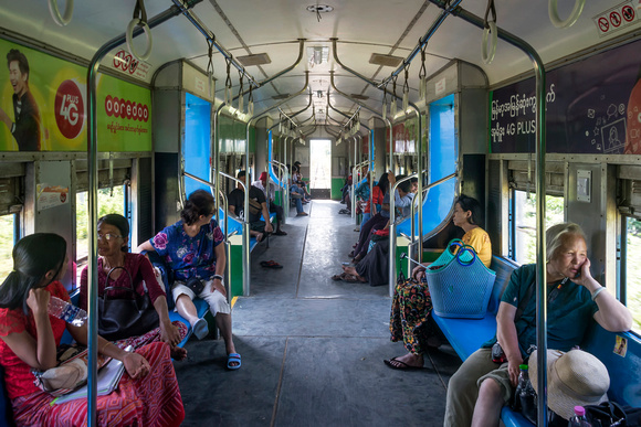 On the train in Yangon, Myanmar