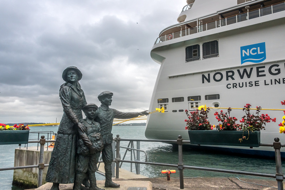 Statue of Annie Moore and her brothers. Cobh, Ireland